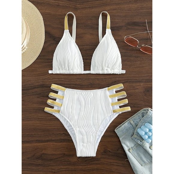 NEW Cut Out Triangle High Waist Bikini Swimsuit S - Picture 3 of 6